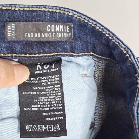 Kut From The Kloth 4P Connie Fab Ab Ankle Skinny Jeans High Rise Chewed Hem Blue - Picture 8 of 11